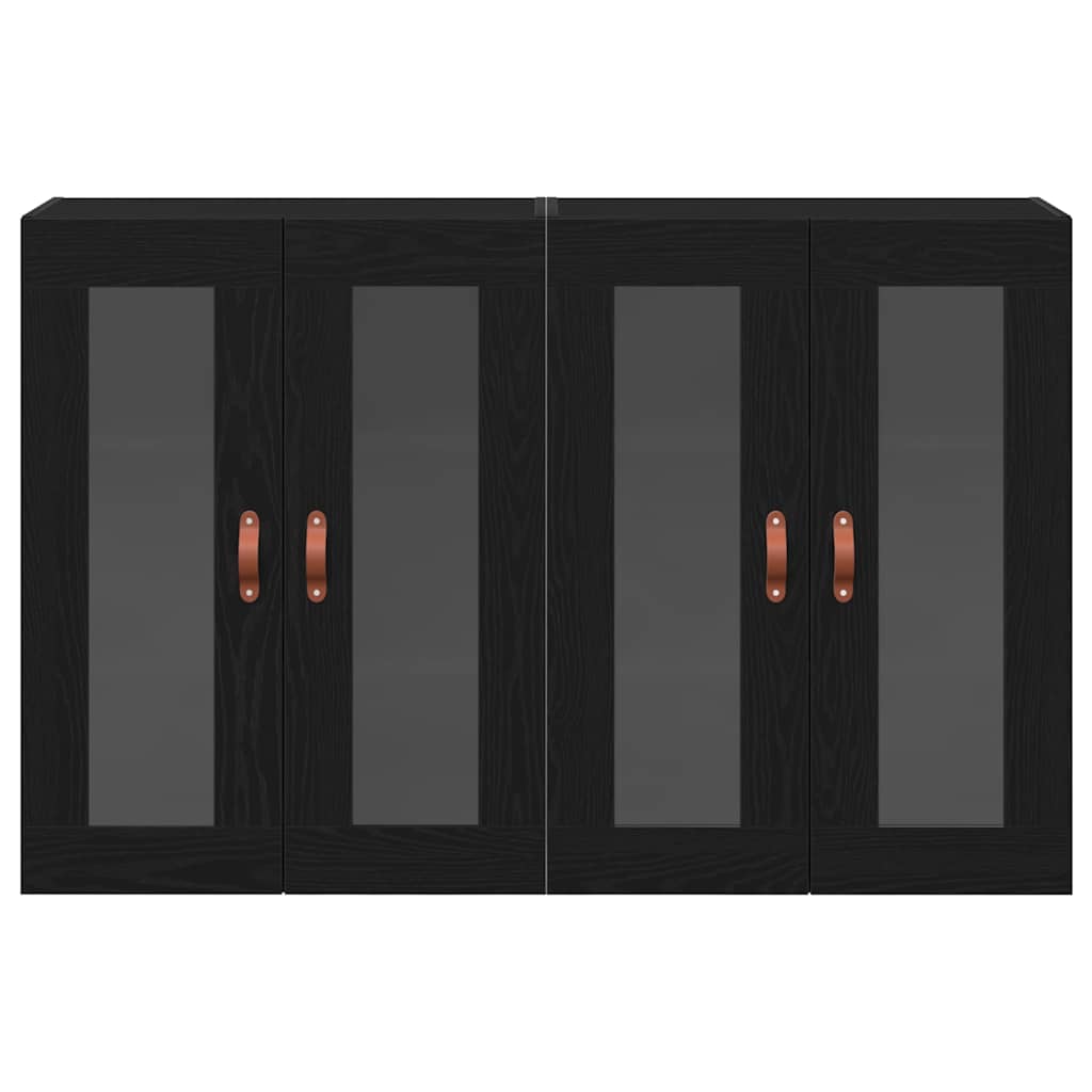 Väggskåp 2 pcs Svart ek 69.5 x 34 x 90 cm Konstruerat trä