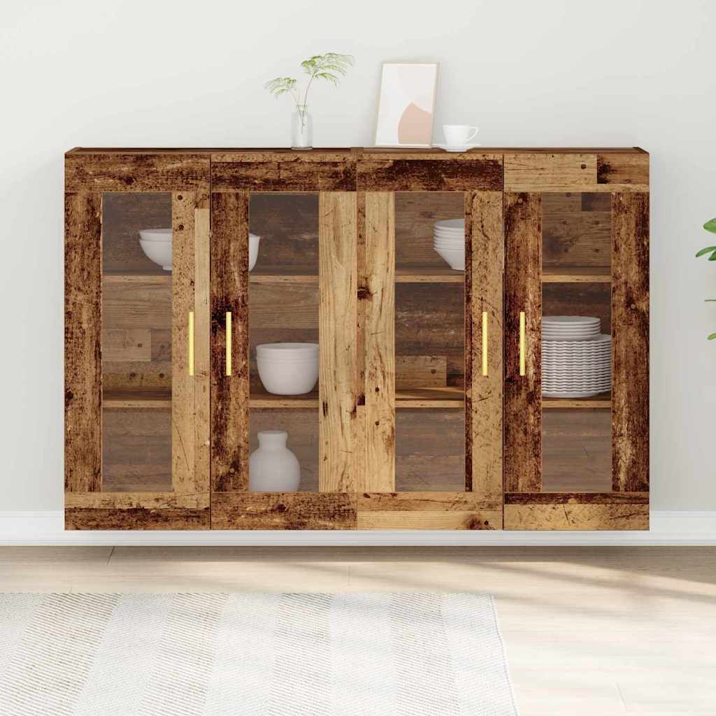 Väggskåp 2 pcs Gammalt trä 69.5 x 34 x 90 cm Konstruerat trä