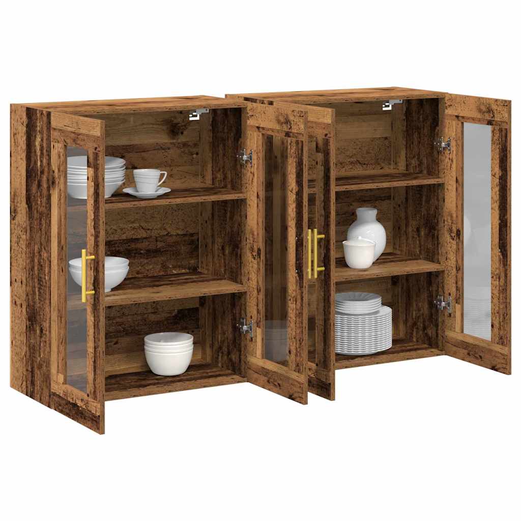 Väggskåp 2 pcs Gammalt trä 69.5 x 34 x 90 cm Konstruerat trä