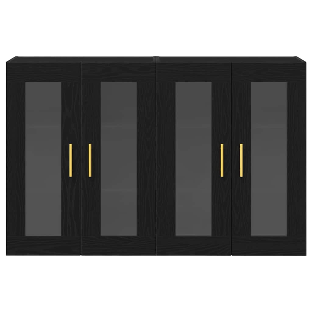 Väggskåp 2 pcs Svart ek 69.5 x 34 x 90 cm Konstruerat trä