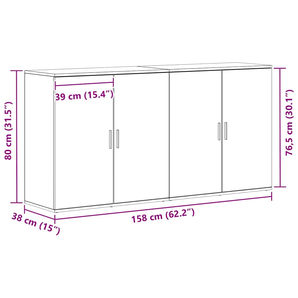 Skåp 2 pcs artisan ek 79 x 38 x 80 cm Konstruerat trä