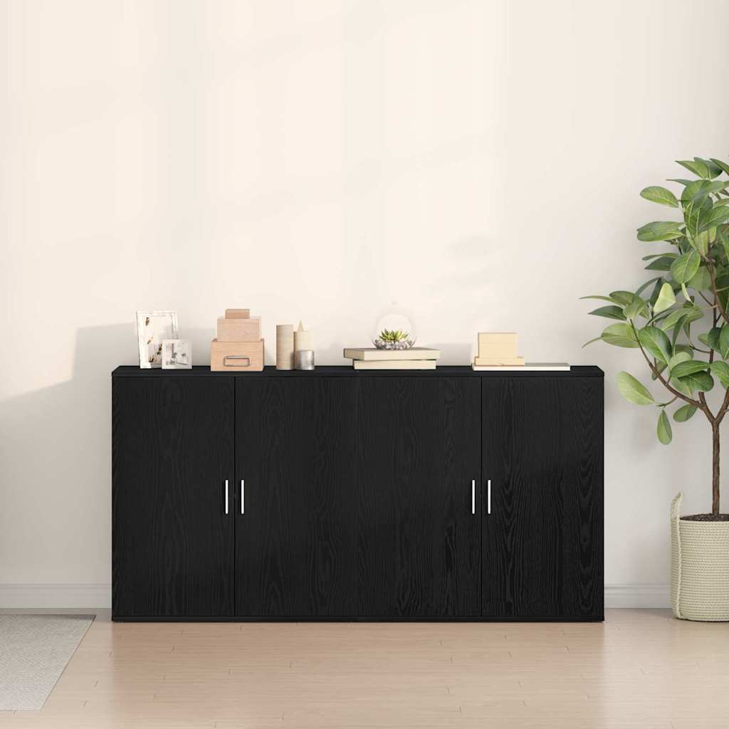 Skåp 2 pcs Svart ek 79 x 38 x 80 cm Konstruerat trä