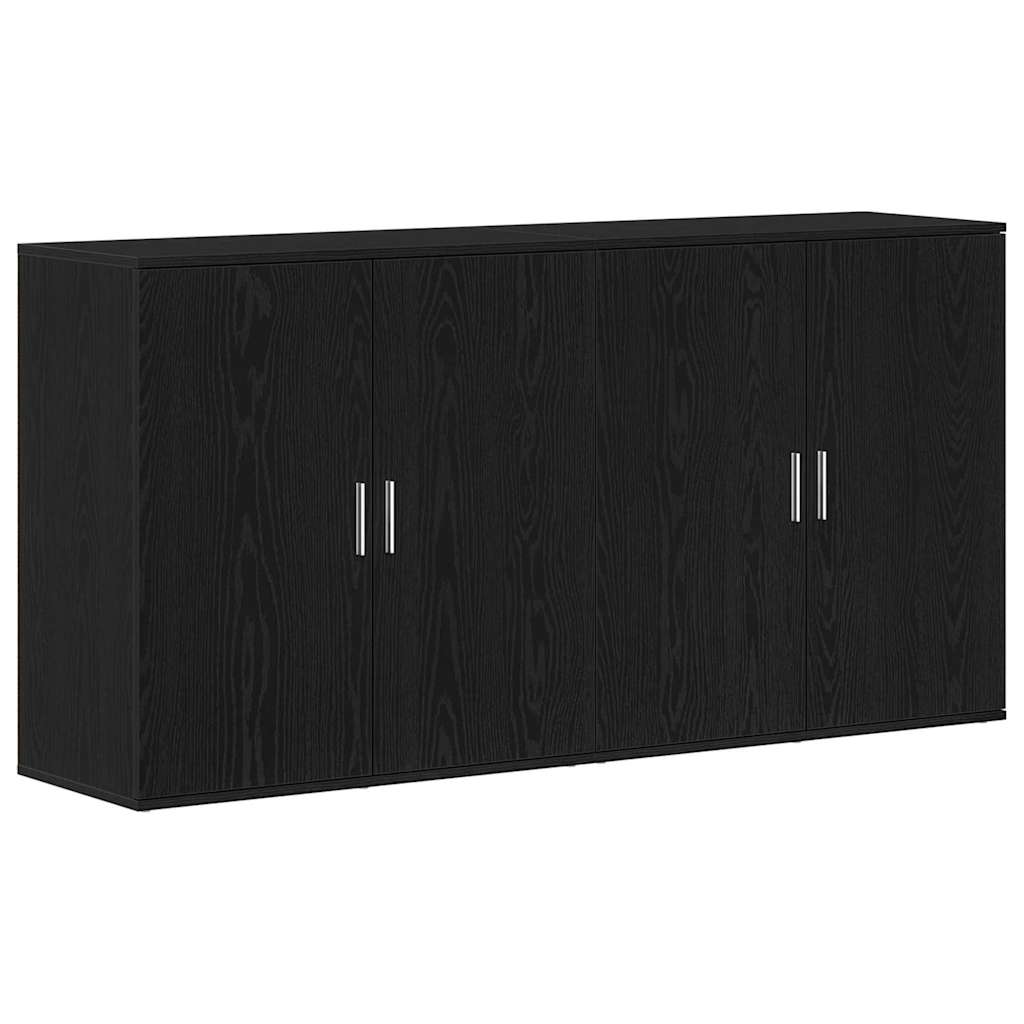 Skåp 2 pcs Svart ek 79 x 38 x 80 cm Konstruerat trä