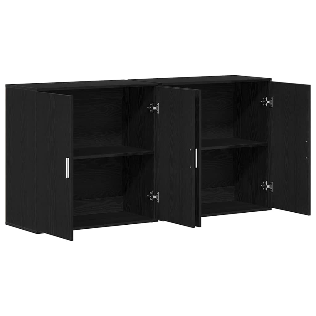 Skåp 2 pcs Svart ek 79 x 38 x 80 cm Konstruerat trä