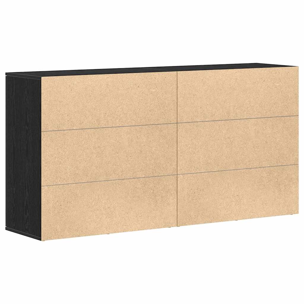 Skåp 2 pcs Svart ek 79 x 38 x 80 cm Konstruerat trä