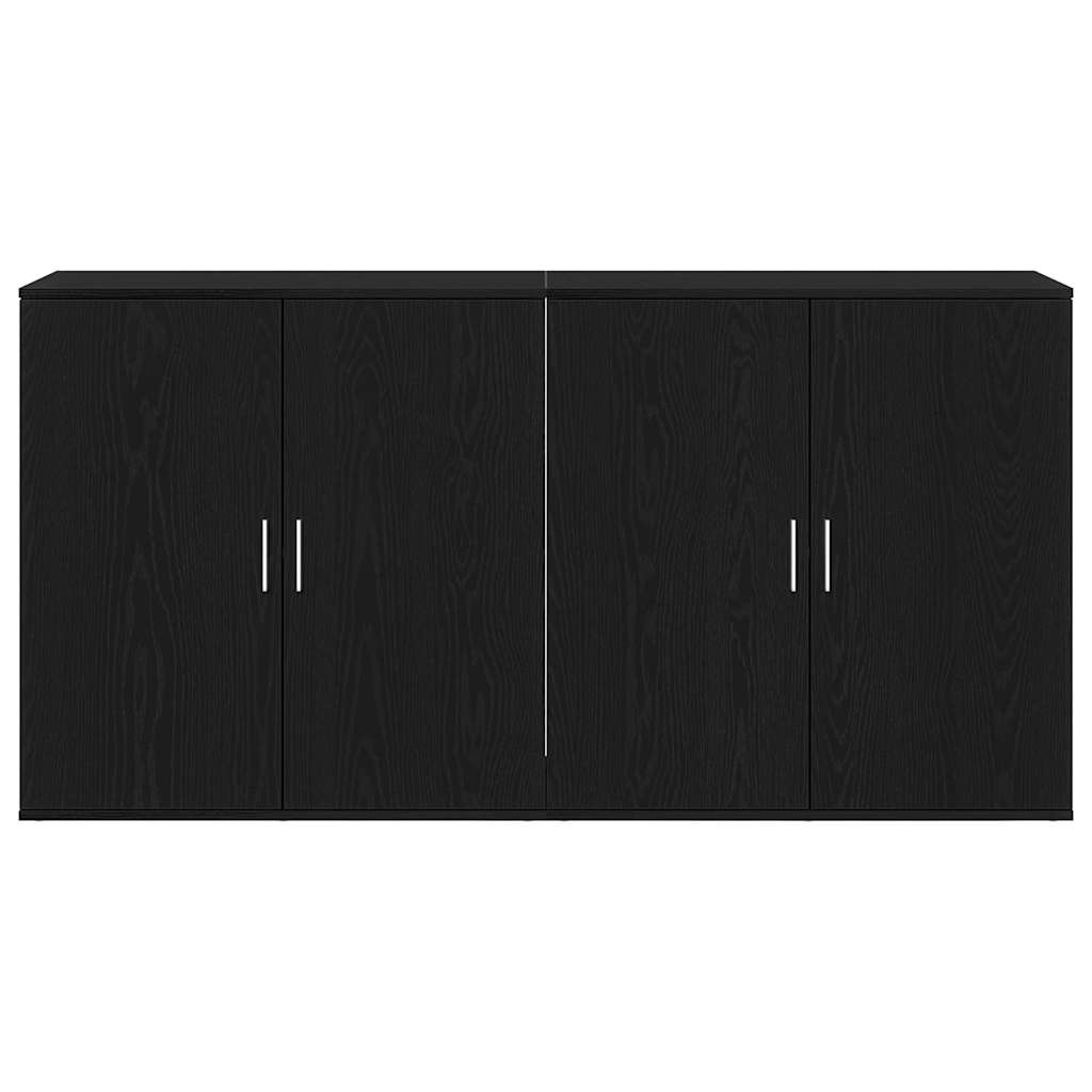 Skåp 2 pcs Svart ek 79 x 38 x 80 cm Konstruerat trä