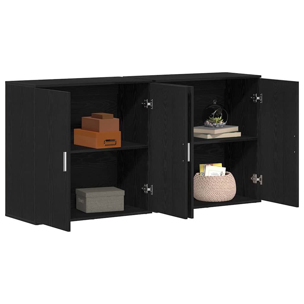 Skåp 2 pcs Svart ek 79 x 38 x 80 cm Konstruerat trä