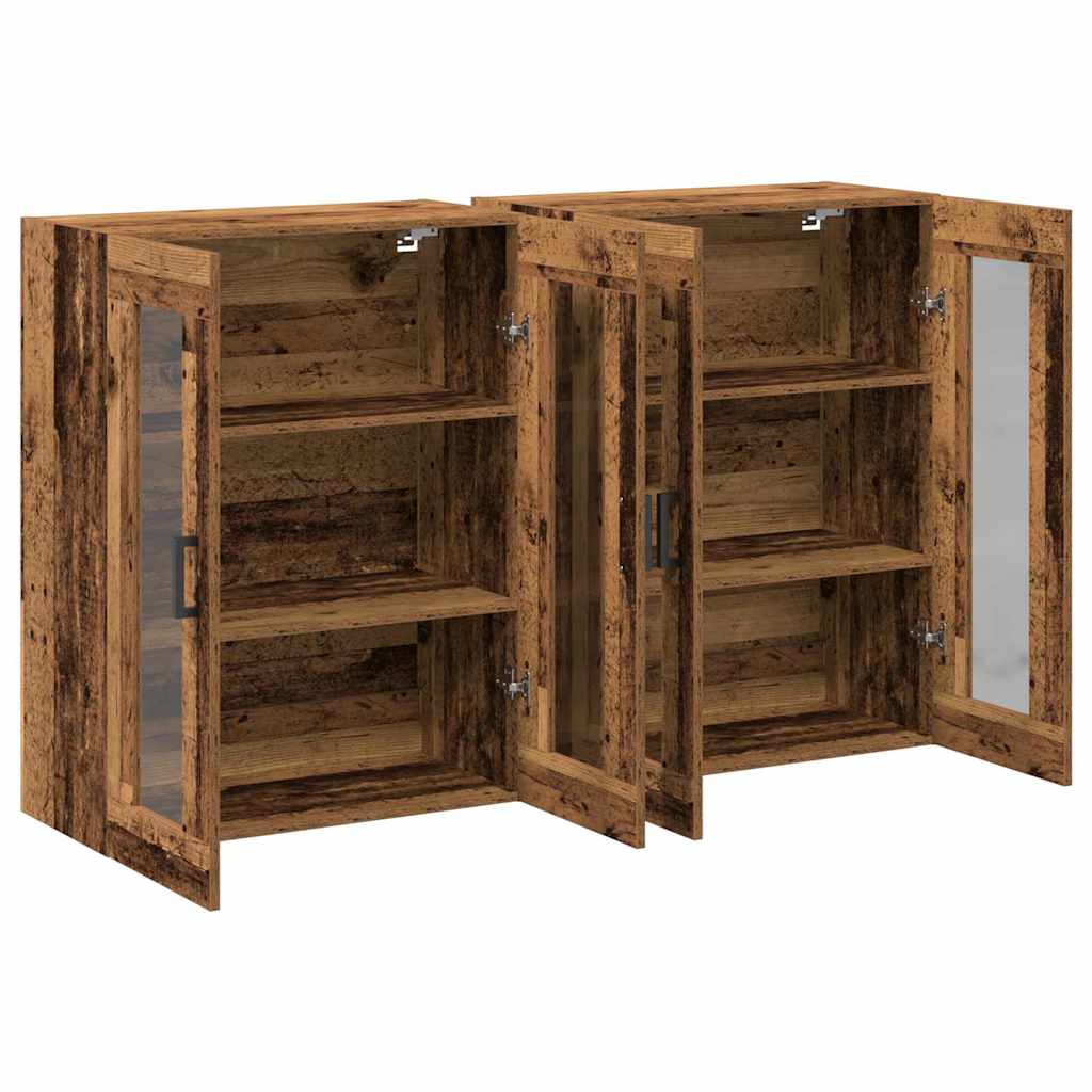Väggskåp 2 pcs Gammalt trä 69.5 x 34 x 90 cm Konstruerat trä