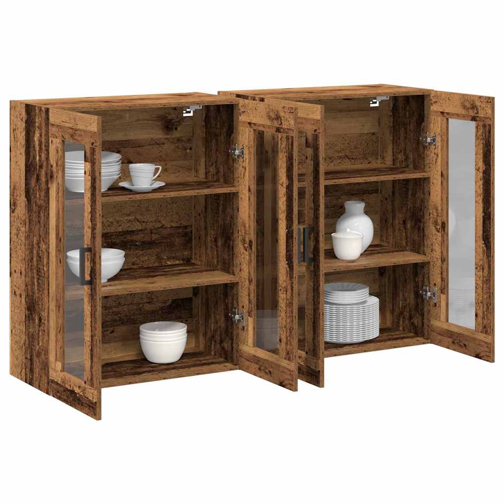 Väggskåp 2 pcs Gammalt trä 69.5 x 34 x 90 cm Konstruerat trä
