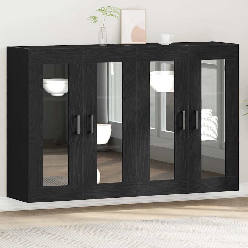Väggskåp 2 pcs Svart ek 69.5 x 34 x 90 cm Konstruerat trä