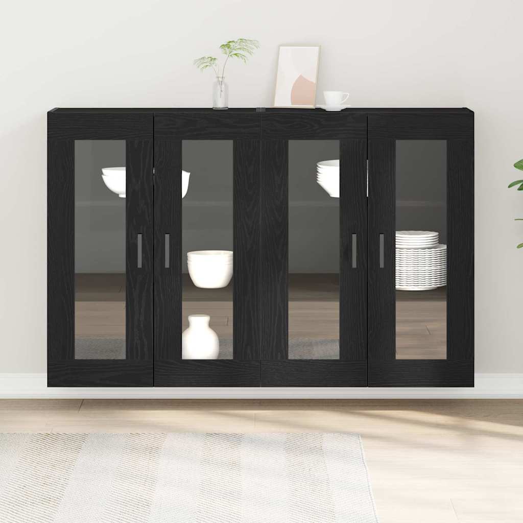 Väggskåp 2 pcs Svart ek 69.5 x 34 x 90 cm Konstruerat trä