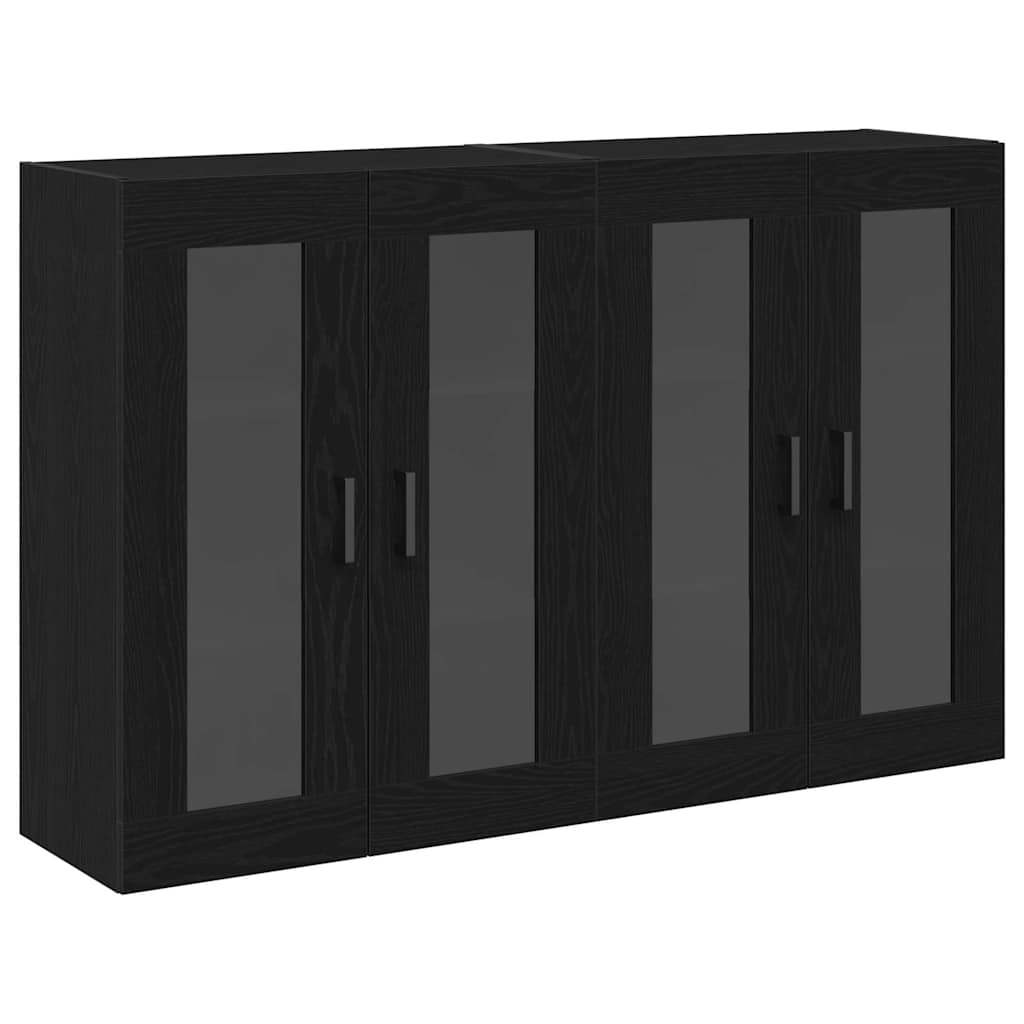 Väggskåp 2 pcs Svart ek 69.5 x 34 x 90 cm Konstruerat trä