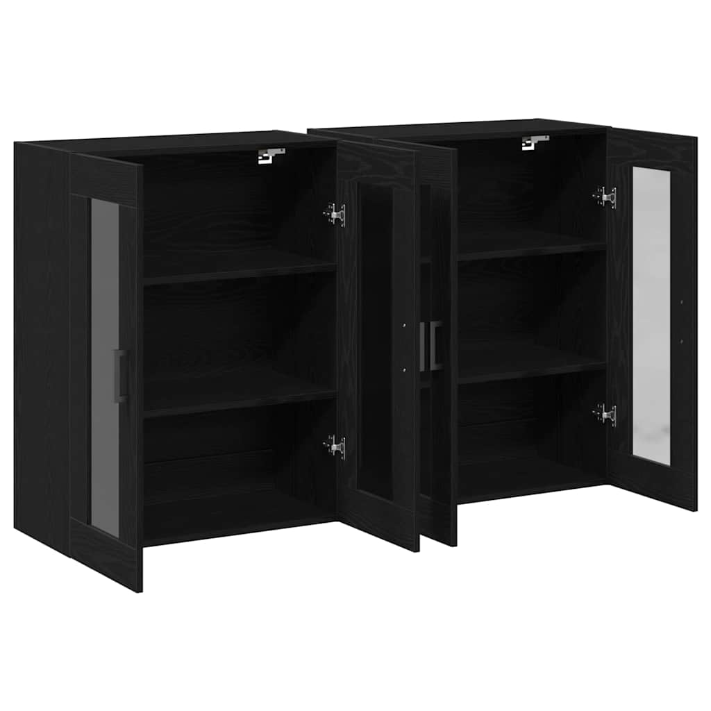 Väggskåp 2 pcs Svart ek 69.5 x 34 x 90 cm Konstruerat trä