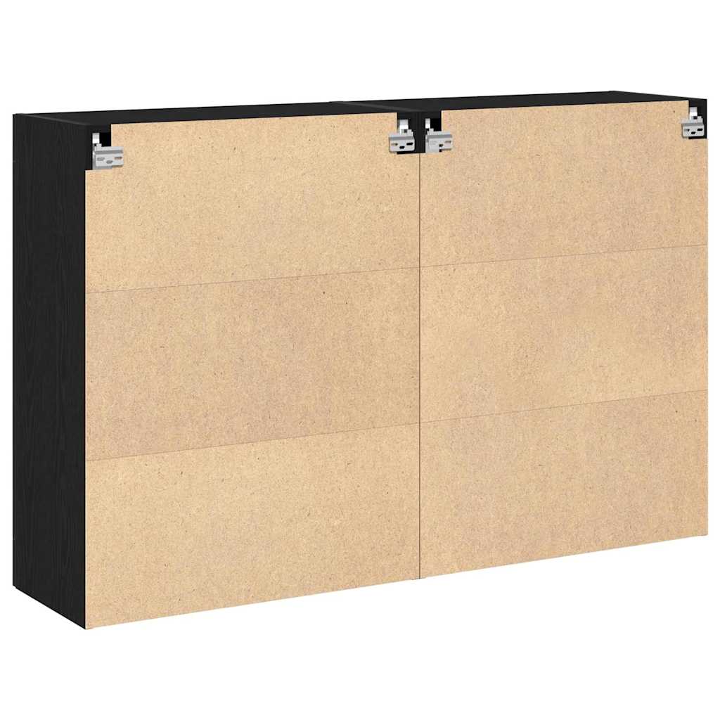 Väggskåp 2 pcs Svart ek 69.5 x 34 x 90 cm Konstruerat trä