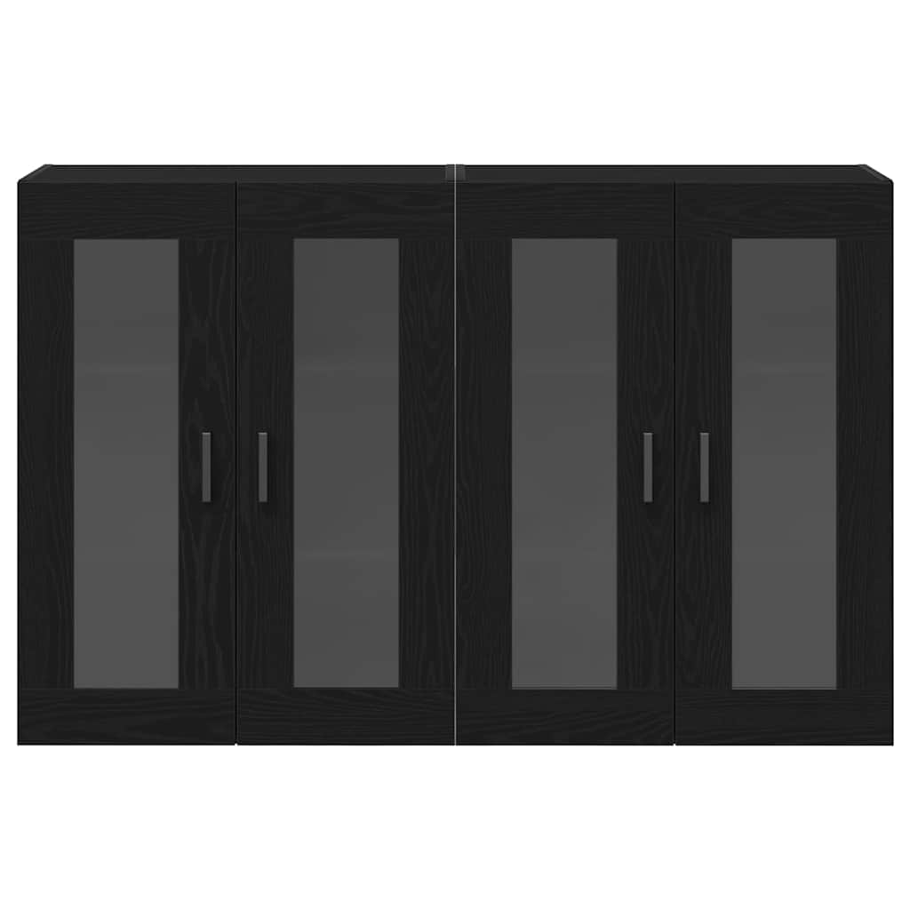 Väggskåp 2 pcs Svart ek 69.5 x 34 x 90 cm Konstruerat trä