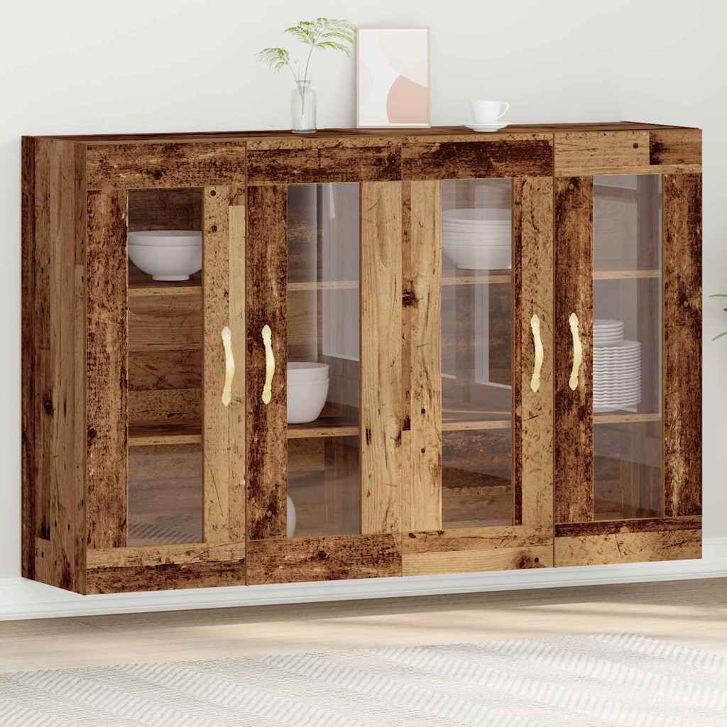 Väggskåp 2 pcs Gammalt trä 69.5 x 34 x 90 cm Konstruerat trä