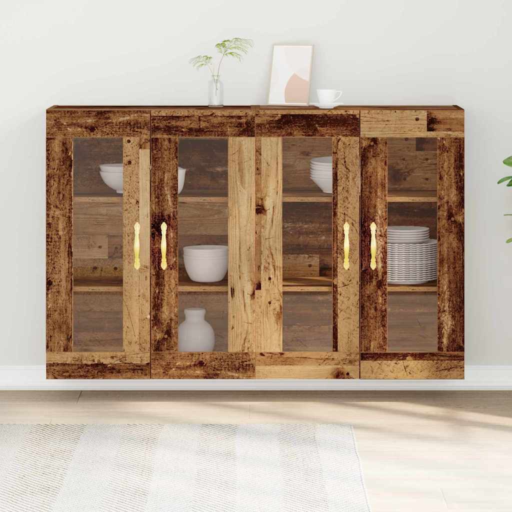 Väggskåp 2 pcs Gammalt trä 69.5 x 34 x 90 cm Konstruerat trä