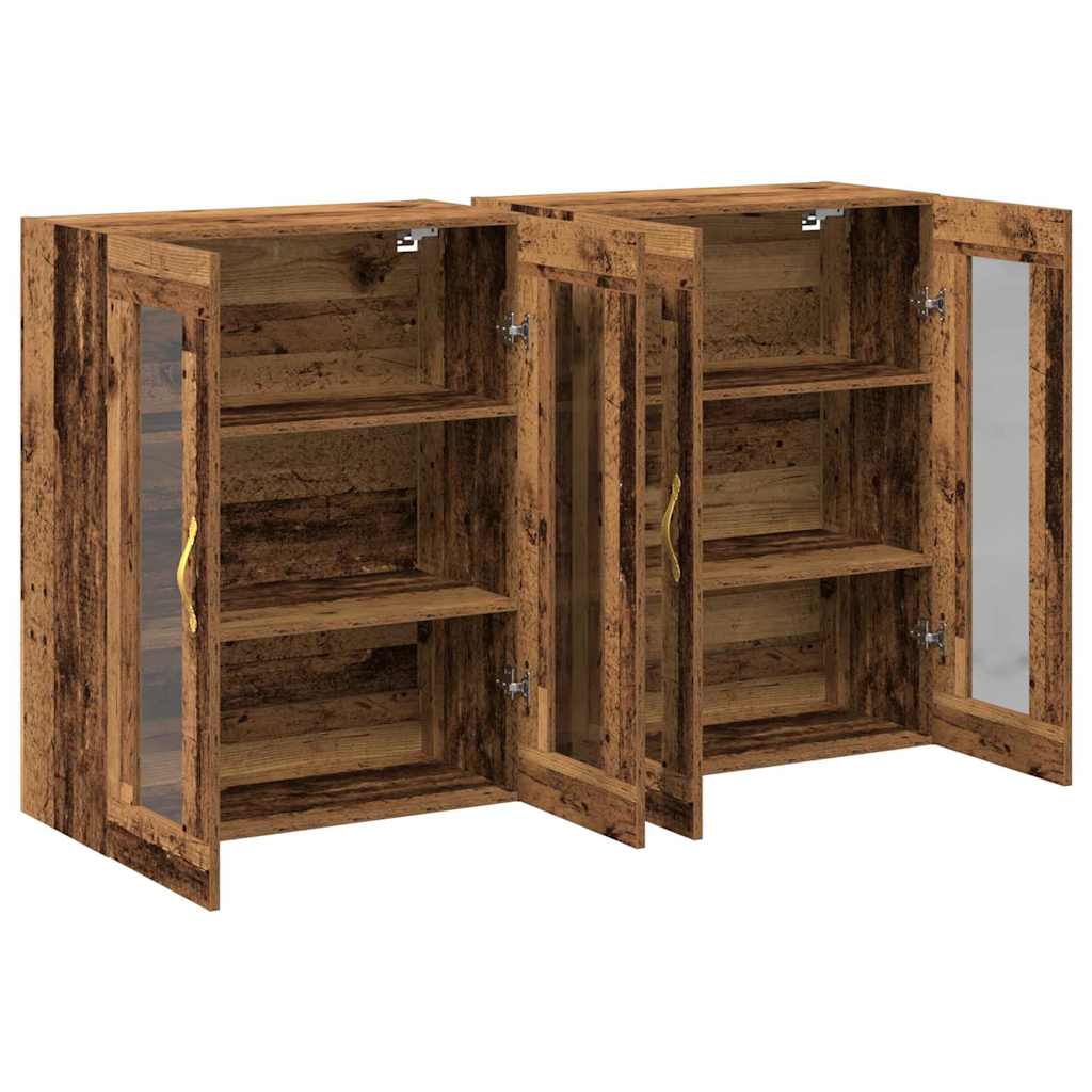 Väggskåp 2 pcs Gammalt trä 69.5 x 34 x 90 cm Konstruerat trä
