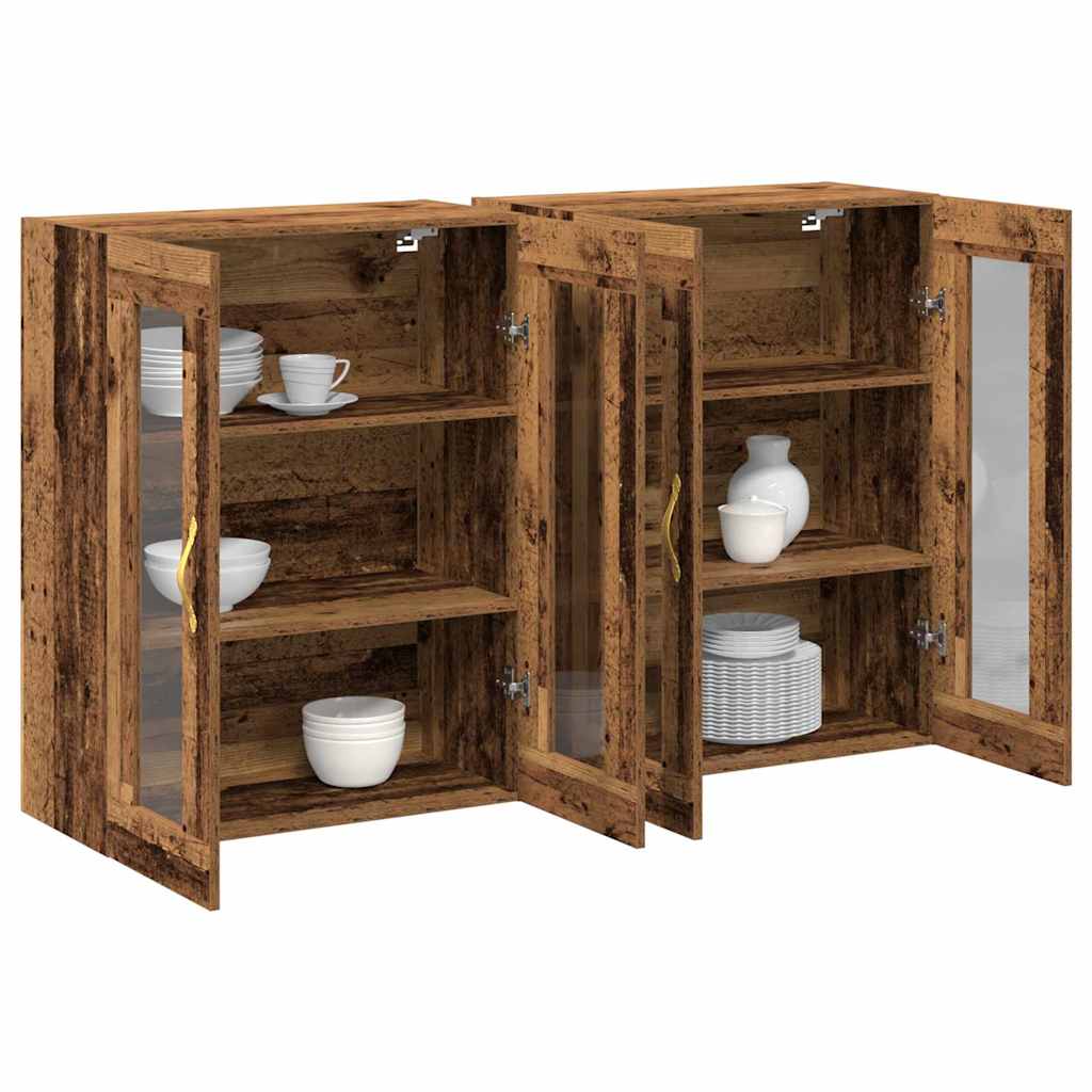 Väggskåp 2 pcs Gammalt trä 69.5 x 34 x 90 cm Konstruerat trä