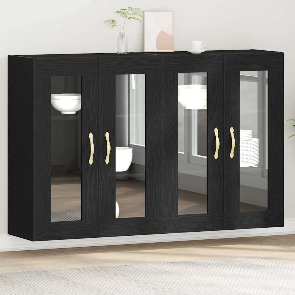 Väggskåp 2 pcs Svart ek 69.5 x 34 x 90 cm Konstruerat trä