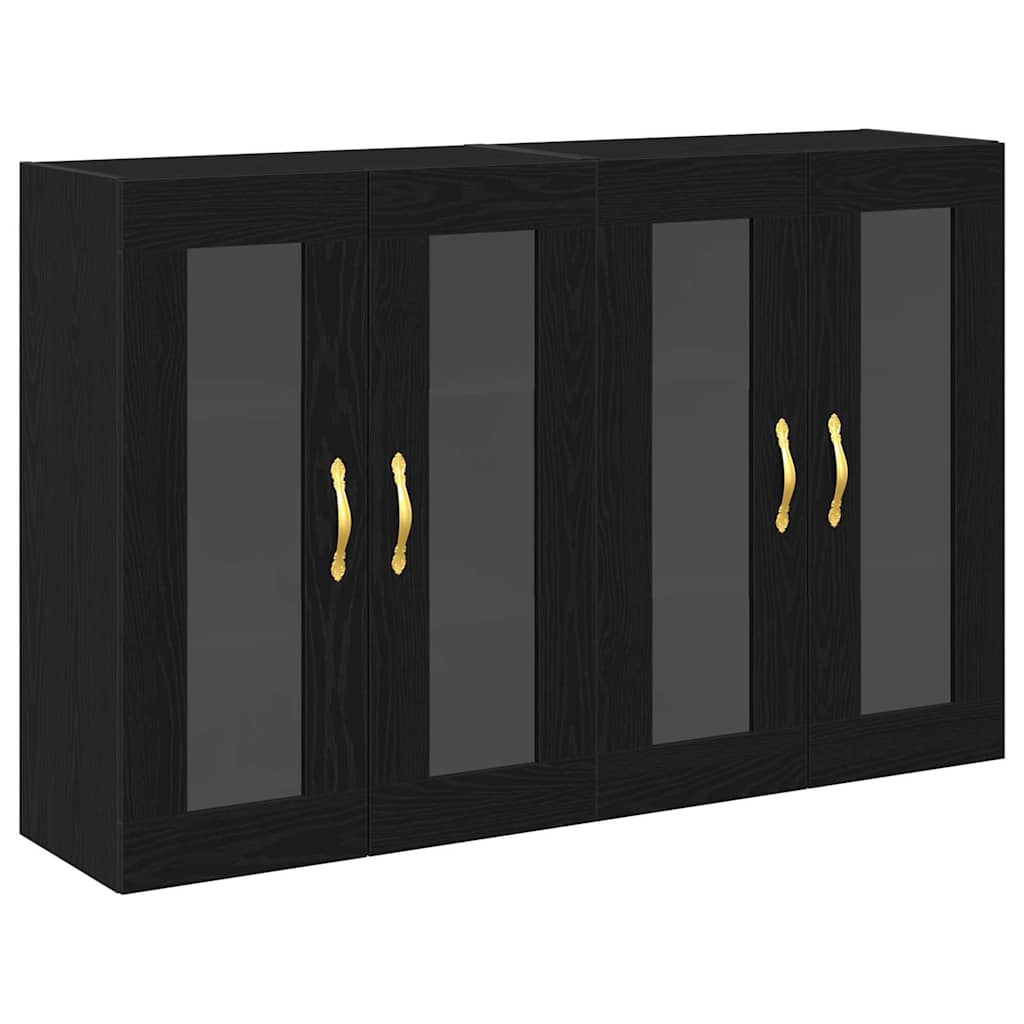 Väggskåp 2 pcs Svart ek 69.5 x 34 x 90 cm Konstruerat trä