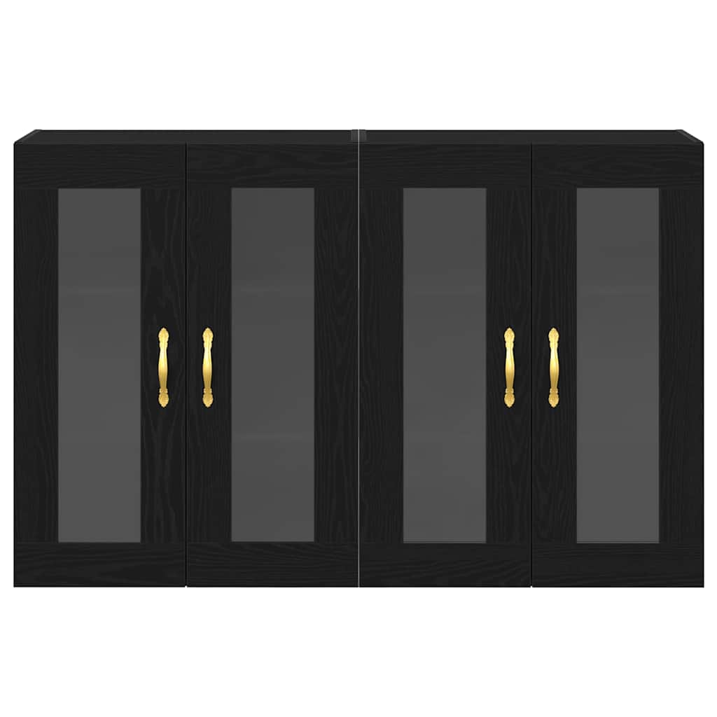 Väggskåp 2 pcs Svart ek 69.5 x 34 x 90 cm Konstruerat trä
