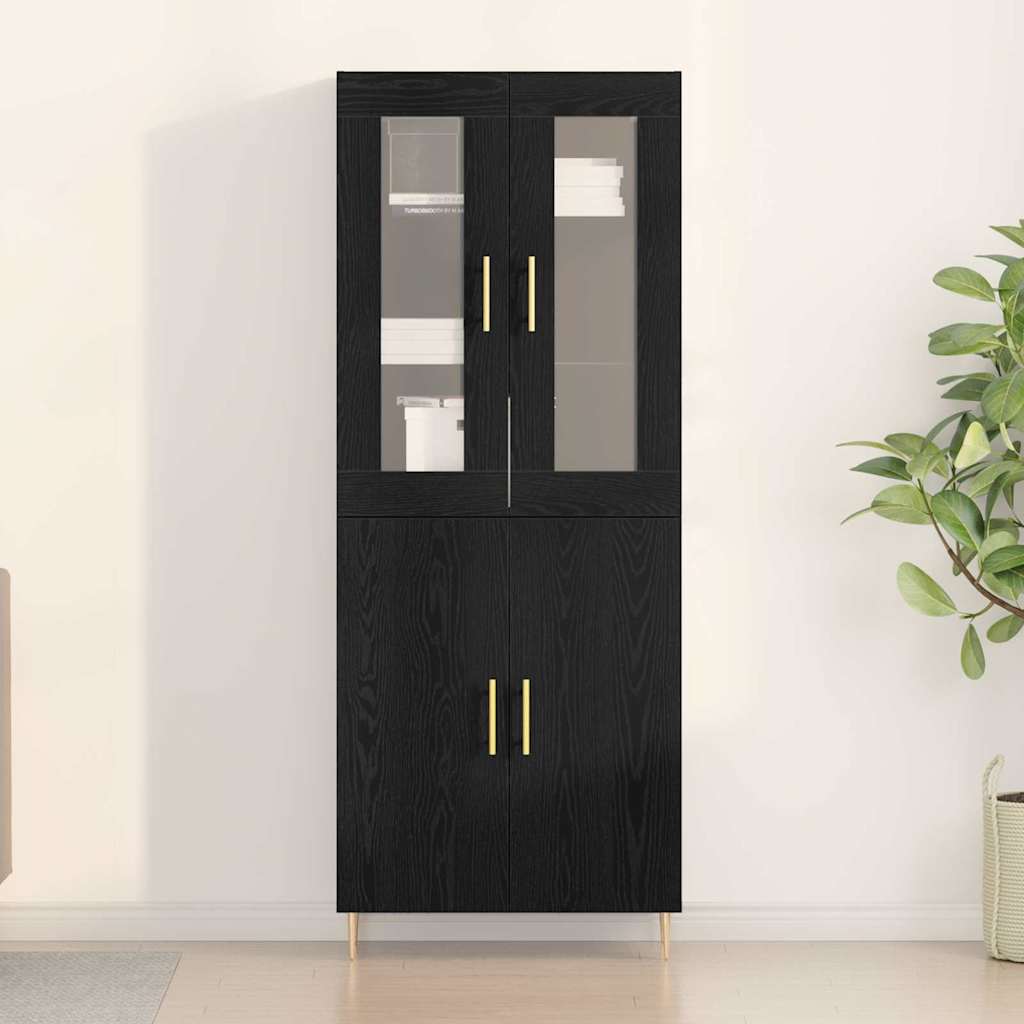 Skåp 2 pcs Svart ek 69.5 x 34 x 180 cm Konstruerat trä