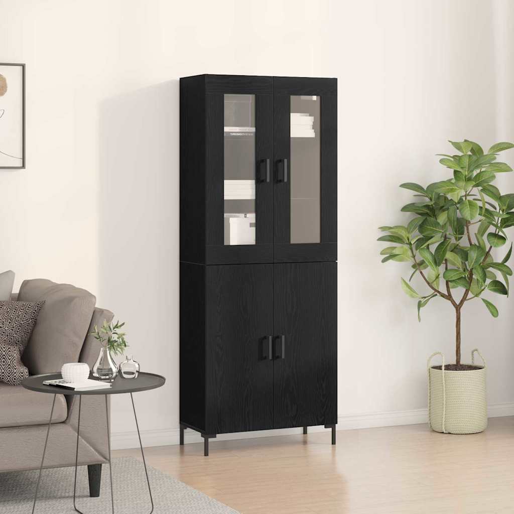 Skåp 2 pcs Svart ek 69.5 x 34 x 180 cm Konstruerat trä