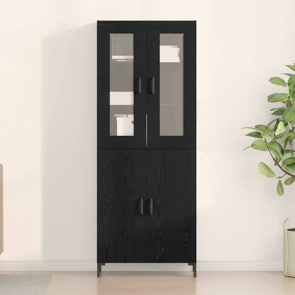 Skåp 2 pcs Svart ek 69.5 x 34 x 180 cm Konstruerat trä