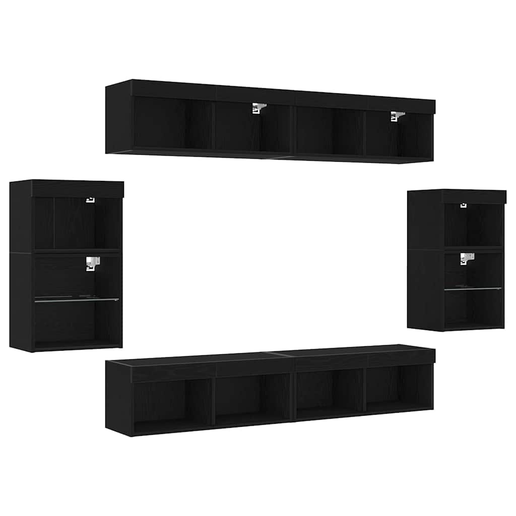 Underhållningscentrum 8 pcs Svart ek 40 x 28.5 x 40 cm