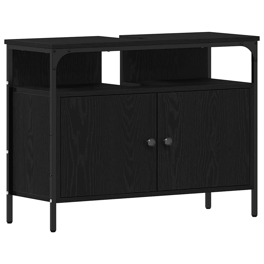 Badrumsinredning 3 pcs Svart 80 x 30 x 60 cm Konstruerat trä