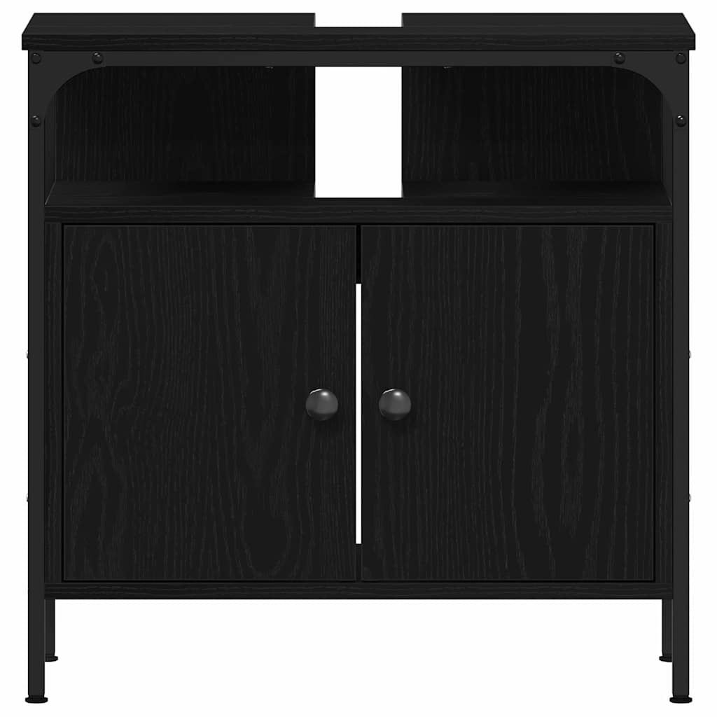Badrumsinredning 3 pcs Svart 80 x 30 x 60 cm Konstruerat trä