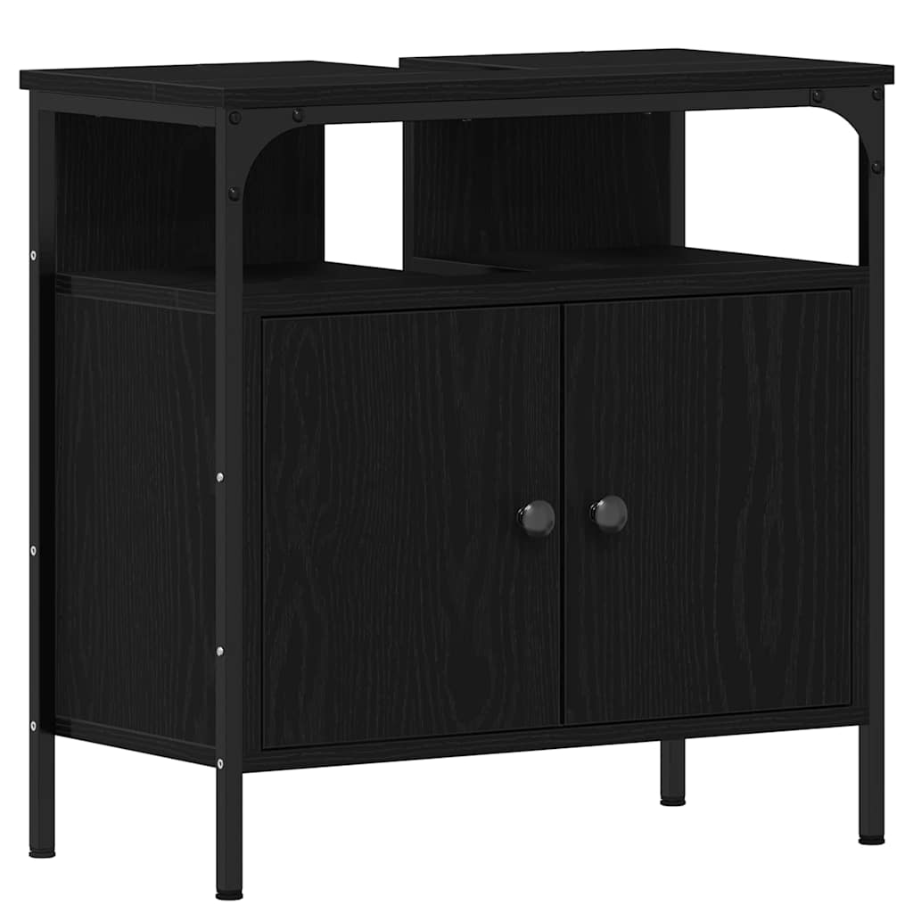Badrumsinredning 3 pcs Svart 80 x 30 x 60 cm Konstruerat trä