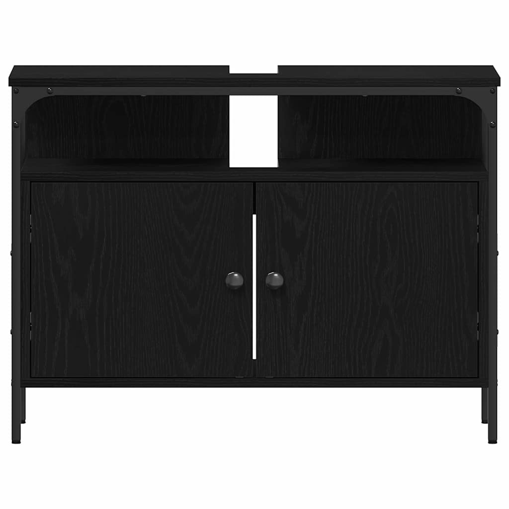 Badrumsinredning 3 pcs Svart 80 x 30 x 60 cm Konstruerat trä