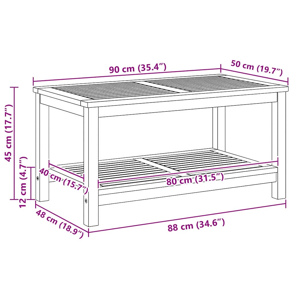 Soffbord Brun 110 x 55 x 45 cm massivt akacia