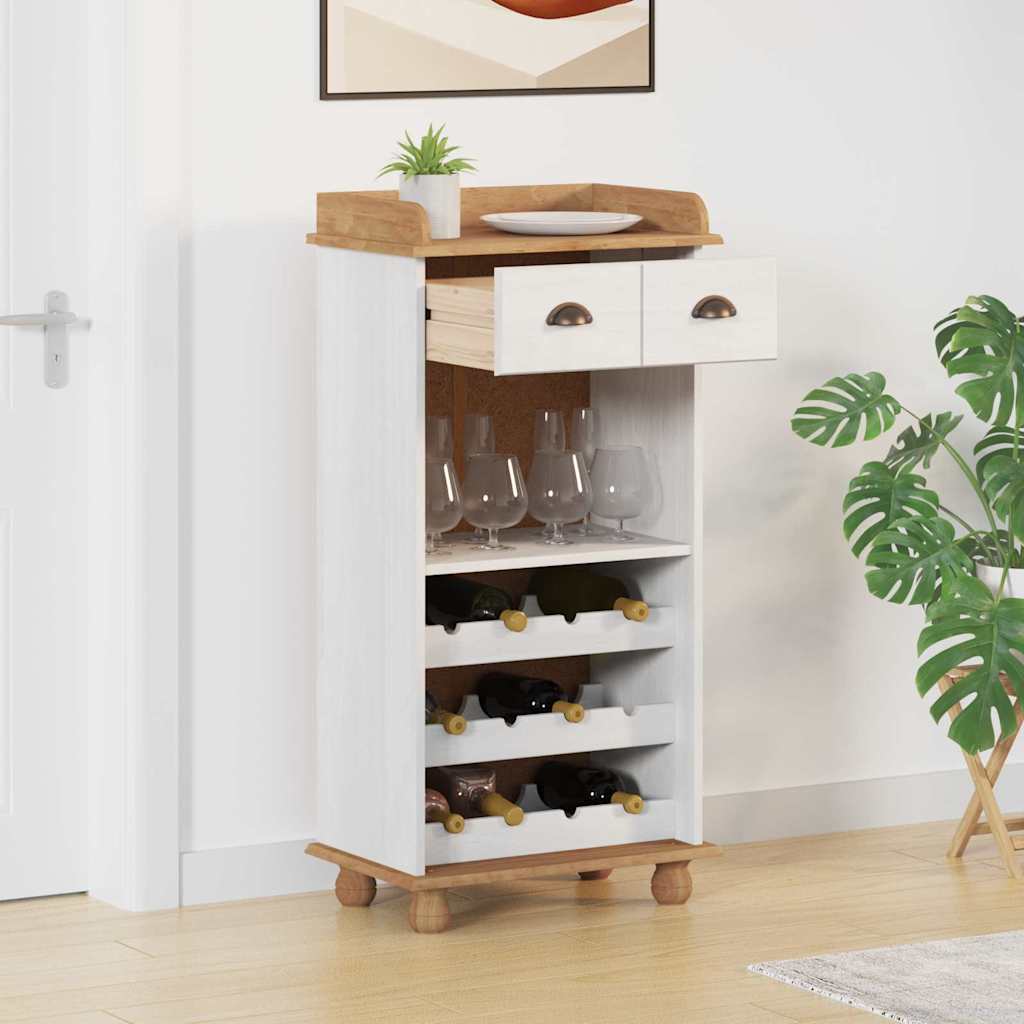 Vinskåp ASKIM Vit 57 x 37 x 114 cm Massiv furu