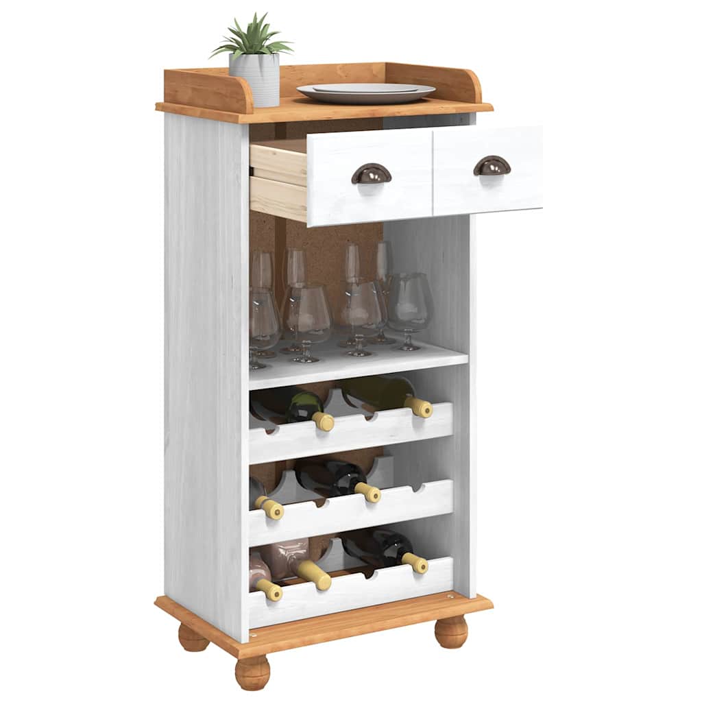 Vinskåp ASKIM Vit 57 x 37 x 114 cm Massiv furu