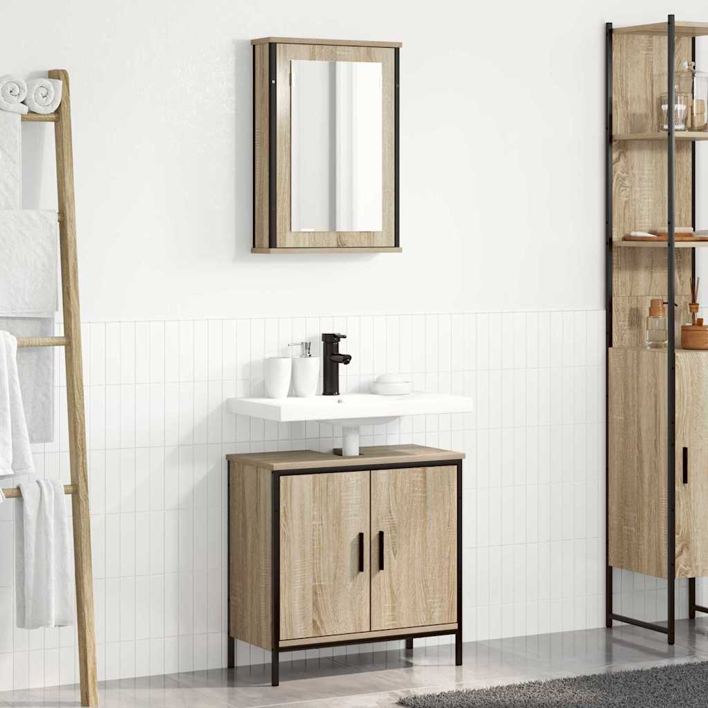 Badrumsmöbelset 2 pcs Brun 60 x 30 x 60 cm Konstruerat trä