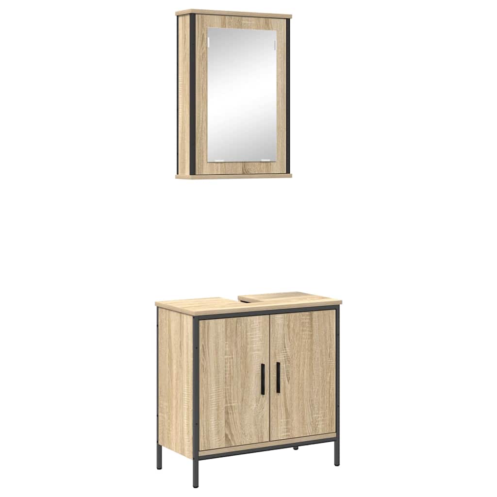 Badrumsmöbelset 2 pcs Brun 60 x 30 x 60 cm Konstruerat trä