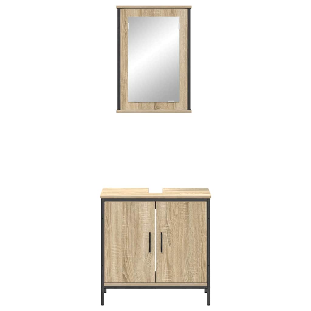 Badrumsmöbelset 2 pcs Brun 60 x 30 x 60 cm Konstruerat trä