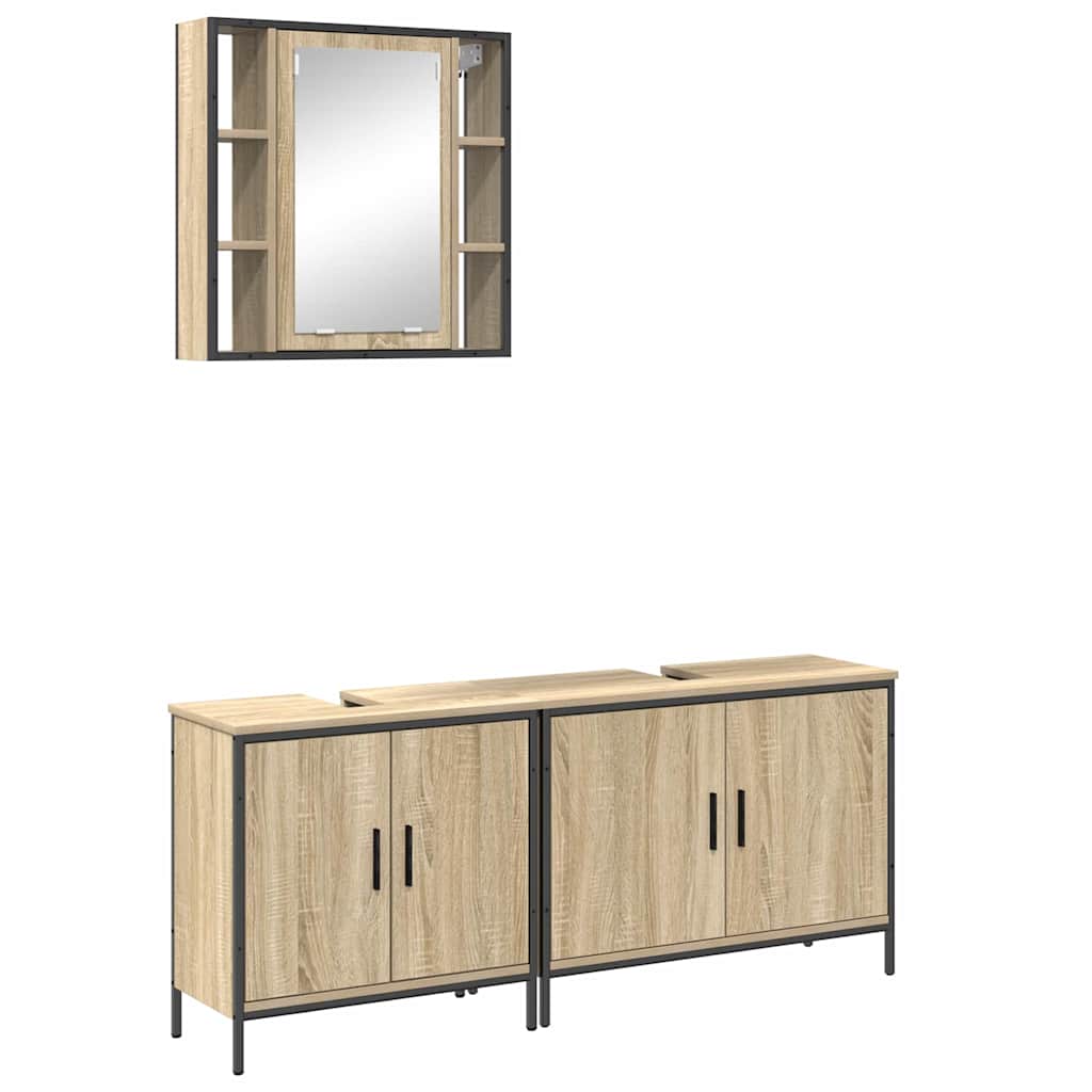 Badrumsmöbelset 3 pcs Brun 60 x 30 x 60 cm Konstruerat trä