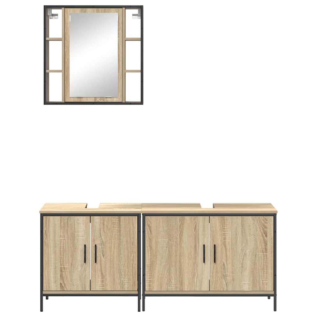 Badrumsmöbelset 3 pcs Brun 60 x 30 x 60 cm Konstruerat trä