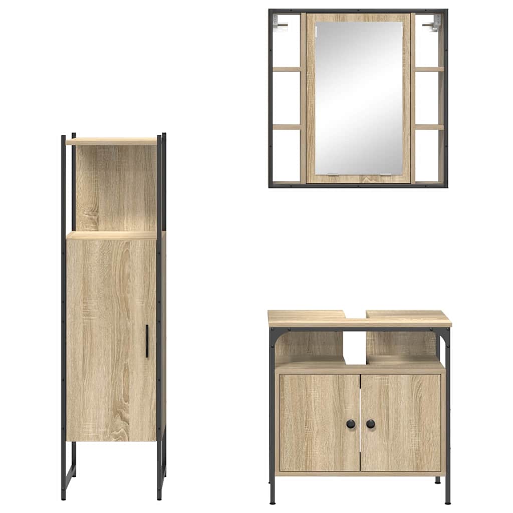 Badrumsmöbelset 3 pcs Brun 33 x 33 x 120.5 cm Konstruerat trä
