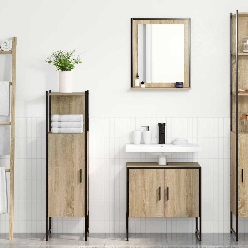 Badrumsmöbelset 3 pcs Brun 60 x 33 x 60 cm Konstruerat trä