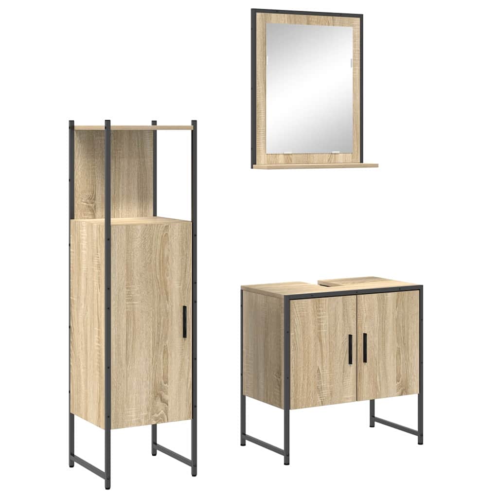 Badrumsmöbelset 3 pcs Brun 60 x 33 x 60 cm Konstruerat trä