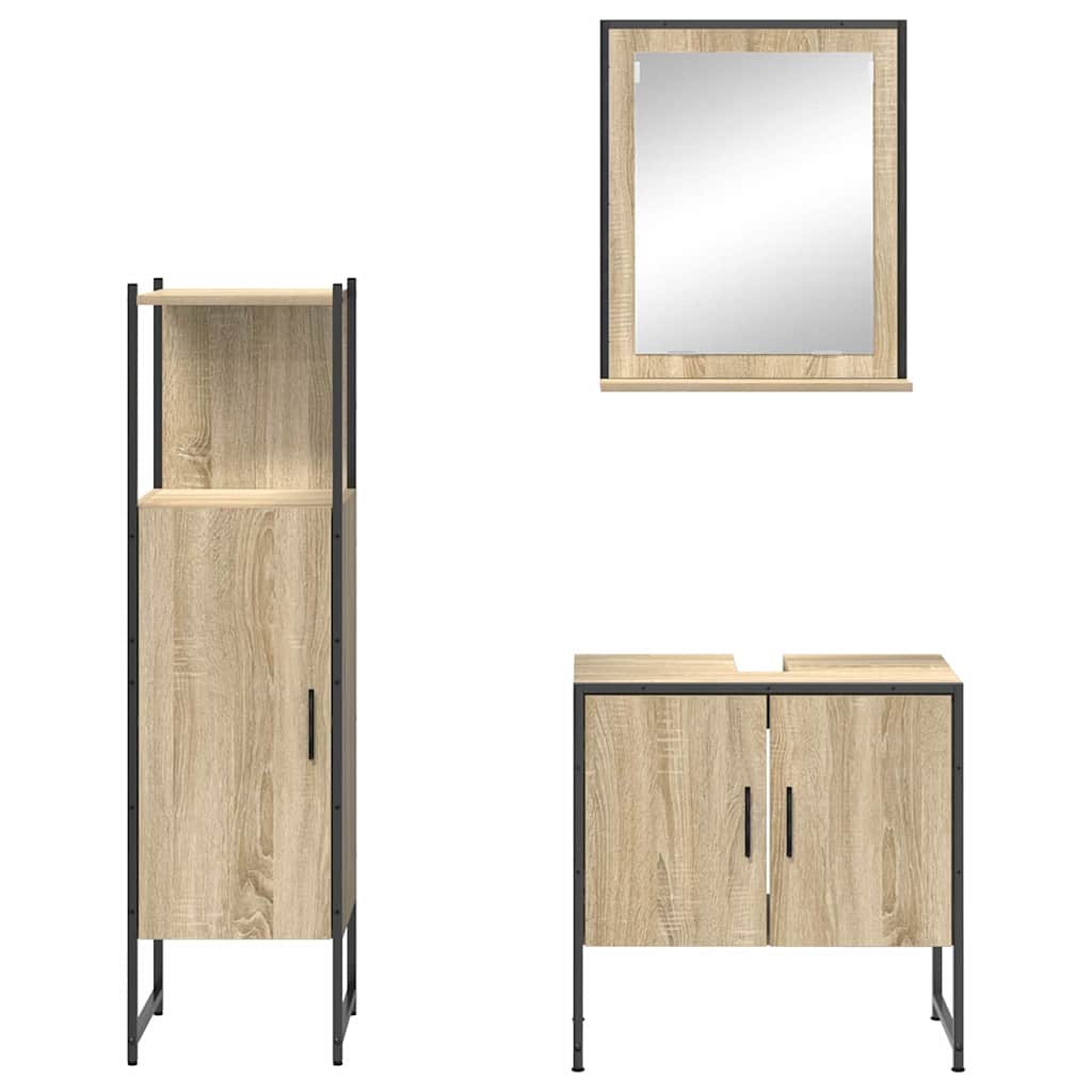 Badrumsmöbelset 3 pcs Brun 60 x 33 x 60 cm Konstruerat trä