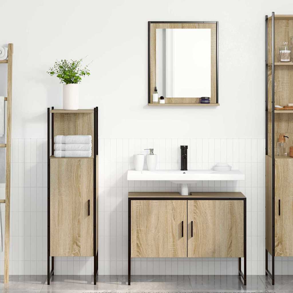 Badrumsmöbelset 3 pcs Brun 33 x 33 x 120.5 cm Konstruerat trä