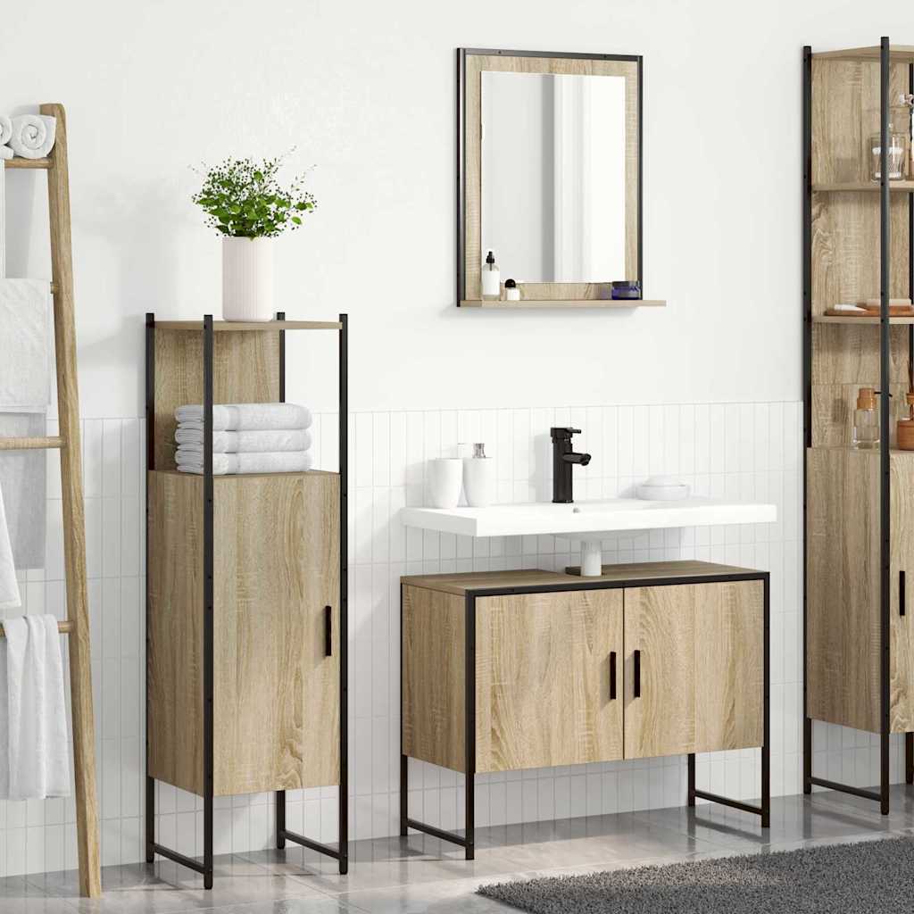 Badrumsmöbelset 3 pcs Brun 33 x 33 x 120.5 cm Konstruerat trä