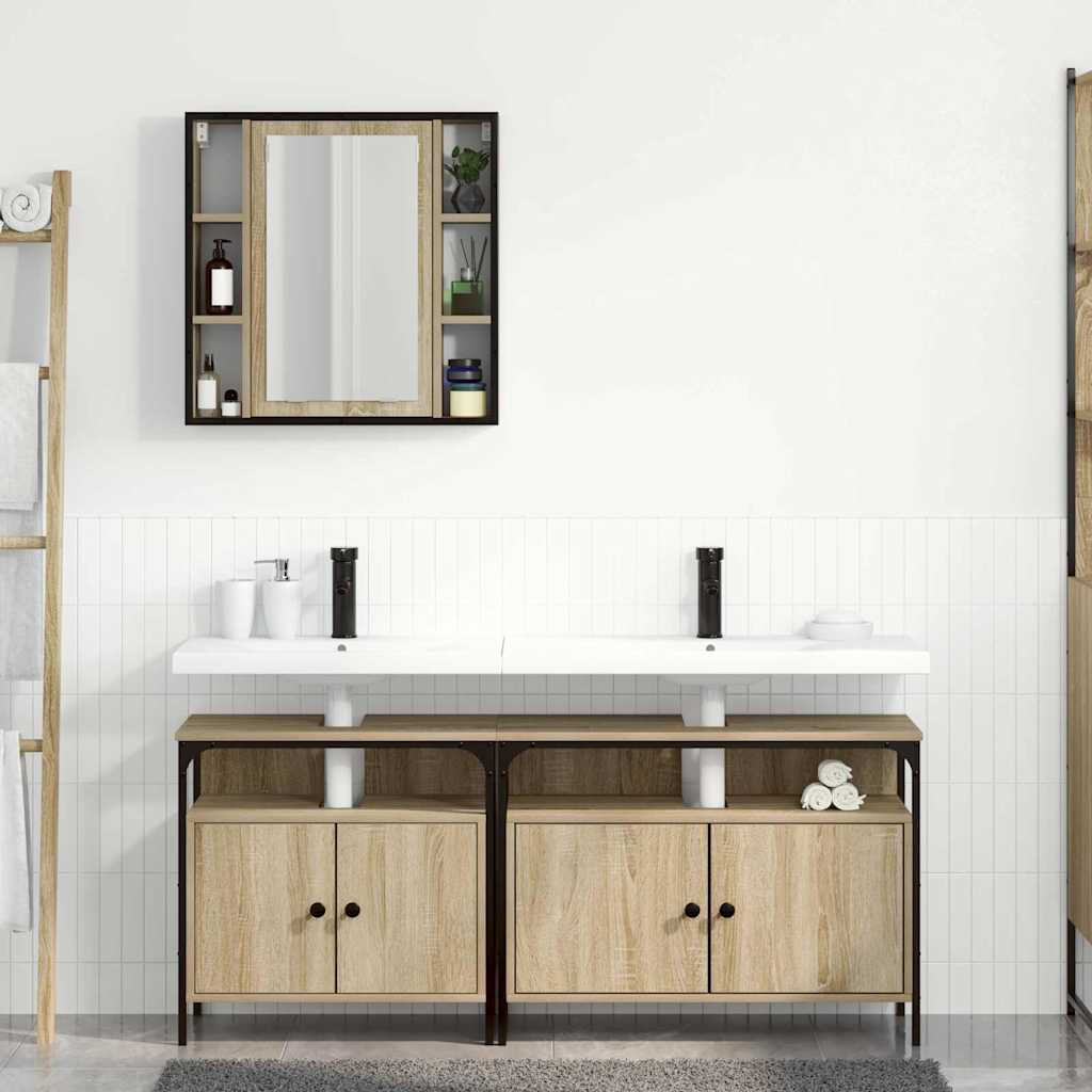 Badrumsmöbelset 3 pack Sonoma Ek 80 x 30 x 60 cm