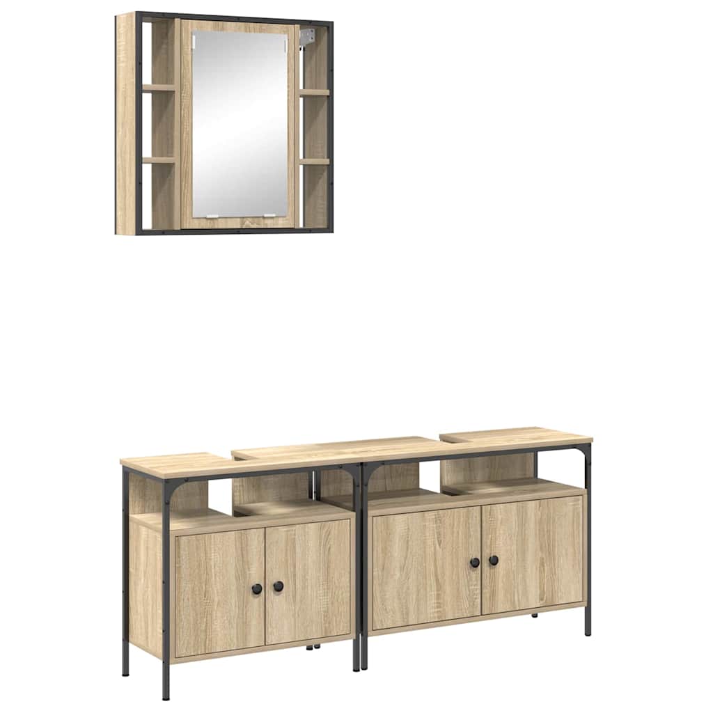 Badrumsmöbelset 3 pack Sonoma Ek 80 x 30 x 60 cm